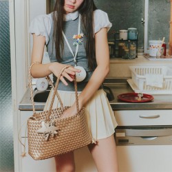 2025 Popular Qiangqiang's Same-Style Shoulder/Armpit Bag - Fashion Horizontal Handmade Woven Trendy Minimalist Handheld Basket Parent-Child Bag