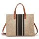 Large Capacity Color Block Women's Briefcase - 2025 New Minimalist Canvas Tote Bag, Top-Handle & Crossbody