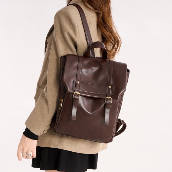 Large-Capacity Korean-Style Backpack - Academy-Style Cambridge Bag, Retro Soft Leather Women's Bag, High-Quality Business Travel Casual Backpack