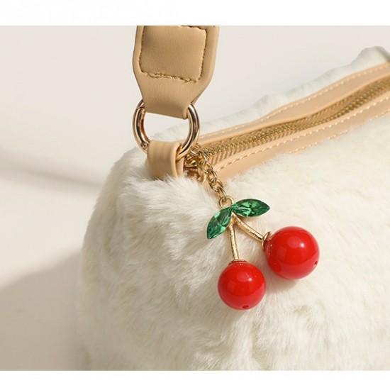Korean-Style Elegant Twist-Handle Bag - 2025 New Cherry Crossbody Bag, Fashion Casual Cute Furry Bag