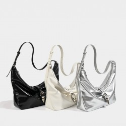 Retro Luxury Waxed Leather Tote Bag - Minimalist Large-Capacity Shoulder/Armpit Bag, Trendy Buckle Crossbody Bag for Women