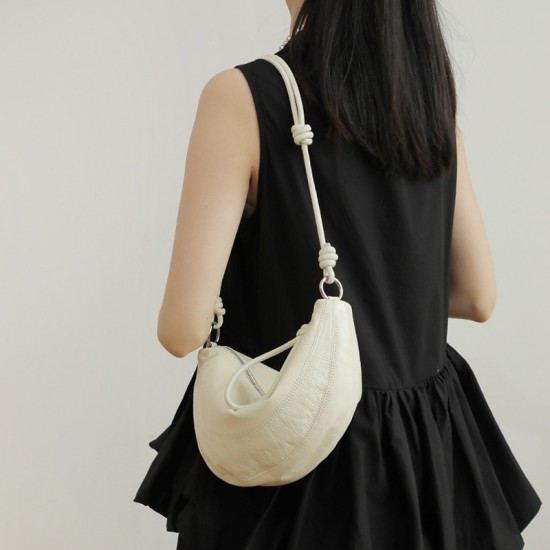 2025 New Niche Design Retro Crescent Dumpling Bag - Women's Single Crossbody Horn Bag, Luxury Saddle Bag