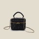 2025 Spring Summer New Women's Bag - Versatile Solid Color Box Bag, High-End Top-Handle Quilted Chain Mini Crossbody