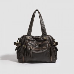 Best-Selling Women's Soft Leather Shoulder Bag - Fashion Retro Commuter Crossbody Bag, Maillard-Style Handheld Bag