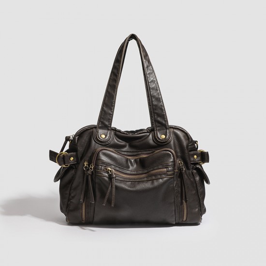 Best-Selling Women's Soft Leather Shoulder Bag - Fashion Retro Commuter Crossbody Bag, Maillard-Style Handheld Bag