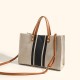 Large Capacity Color Block Women's Briefcase - 2025 New Minimalist Canvas Tote Bag, Top-Handle & Crossbody