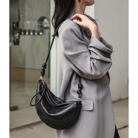 Korean Niche Soft Leather Crescent Bag - 2025 New Fashion Elegant Shoulder/Crossbody Dumpling Bag, Versatile Horn Bag for Women