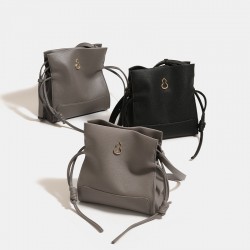 Summer New Large-Capacity Commuter Handbag - Lychee Grain Soft Leather Bucket Bag, Niche Luxury Women's Shoulder/Crossbody Bag