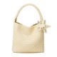 Qiangqiang's Same-Style Luxury Handbag - Handmade Woven Champagne Gold Mini Bucket Bag, Armpit/Shoulder/Handheld Tote Bag