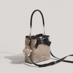 Niche Design Luxury Bowknot Bag - Retro Literary Handheld Bucket Bag, Casual Versatile Shoulder/Crossbody Bag for Women