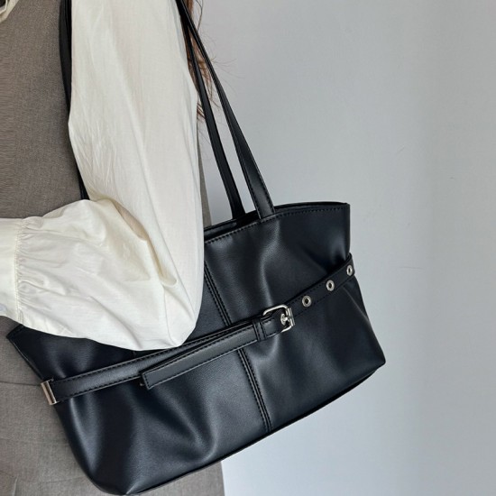 Korean-Style Casual Retro Large-Capacity Tote Bag - 2025 Autumn & Winter New Moto Bag, Minimalist Versatile Shoulder Bag