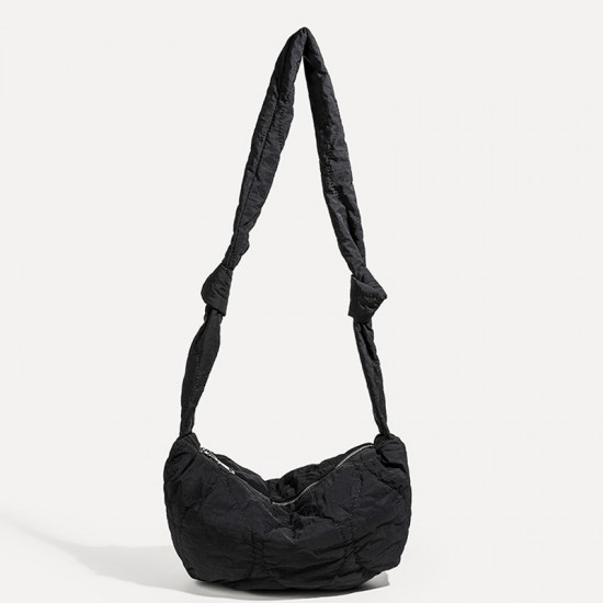 Niche New Minimalist Korean Cotton-Padded Bag - Large-Capacity Drawstring Down Jacket Crossbody Bag, Versatile Shoulder Bag for Women