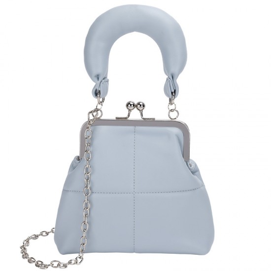 2025 Spring Summer New Women's Bag - Korean-Style Niche Design Clip Top-Handle Bag, Versatile Solid Color Chain Crossbody
