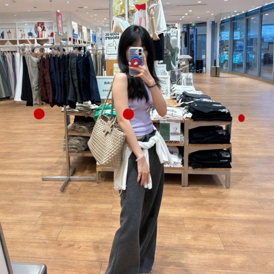 Korean-Style Large-Capacity Parent-Child Tote Bag - Handmade Woven Bag, Commuter Armpit/Shoulder Bag, Minimalist Fashion Handheld Bag