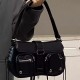 Women's Baguette Bag - Moto-Style Sweet & Edgy Y2K Girly Shoulder/Armpit Bag, Fashion Black Luxury Versatile Niche Crossbody Bag
