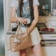 Qiangqiang's Same-Style Champagne Gold Handmade Woven Tote Bag - 2025 New Horizontal Large-Capacity Women's Shoulder/Handheld Bag