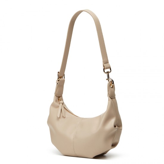 2025 Korean-Style Soft Leather Women's Bag - Wrinkle-Textured Versatile Dumpling Bag, Niche Casual Shoulder/Crossbody Horn Bag