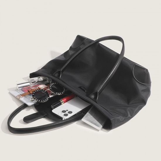 Large Capacity Elegant Casual Tote Bag - 2025 New Work Commute Top-Handle Bag, Nylon Texture Single Shoulder Bag for Women