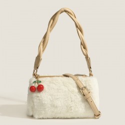 Korean-Style Elegant Twist-Handle Bag - 2025 New Cherry Crossbody Bag, Fashion Casual Cute Furry Bag
