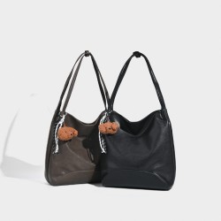 Korean-Style Luxury Minimalist Bag - High-End Versatile Daily Commute Crossbody, Large Capacity Underarm Bag with Charm