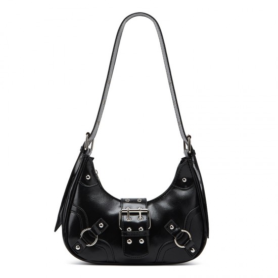 Sweet & Edgy Y2K Girly Moto-Style Armpit Bag - 2025 New Versatile Commuter Rivet Crescent Bag, Women's Single Shoulder/Crossbody Bag