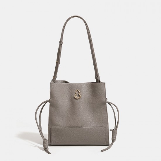 Summer New Large-Capacity Commuter Handbag - Lychee Grain Soft Leather Bucket Bag, Niche Luxury Women's Shoulder/Crossbody Bag