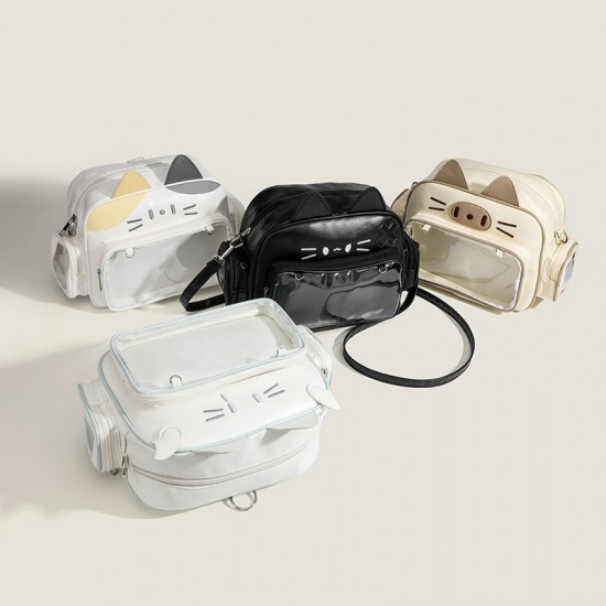 New Y2K Girly Ita Bag - Cute Mechanical Cat Print Bag, Fashion Casual Commuter Versatile Backpack for Women