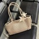 Qiangqiang's Same-Style Champagne Gold Handmade Woven Tote Bag - 2025 New Horizontal Large-Capacity Women's Shoulder/Handheld Bag
